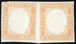 1858 - 80 cent. bistro arancio (17), coppia ... 