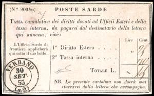 1855 - Segnatasse modello 200 bis, dicitura ... 