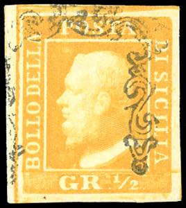 1859 - 1/2 grano arancio, I tavola, carta di ... 