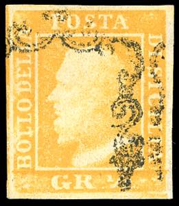 1859 - 1/2 grano giallo chiaro, I tavola, ... 