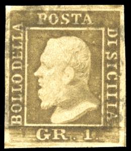 1859 - 1 grano bruno oliva, I tavola, I ... 