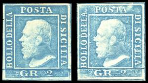 1859 - 2 grana, un esemplare azzurro ed un ... 