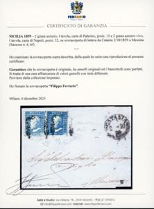 1859 - 2 grana azzurro, I tavola, ... 