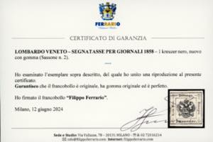 1859 - 1 kr. nero (2), gomma ... 