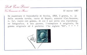 1859 - 2 grana azzurro, II tavola, ... 