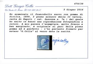 1859 - 2 grana azzurro, II tavola, ... 