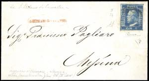 1859 - 2 grana azzurro oltremare, varietà ... 