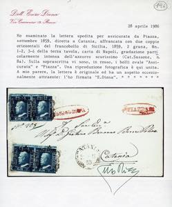 1859 - 2 grana azzurro scurissimo, ... 