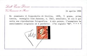 1859 - 5 grana vermiglio, I tavola ... 