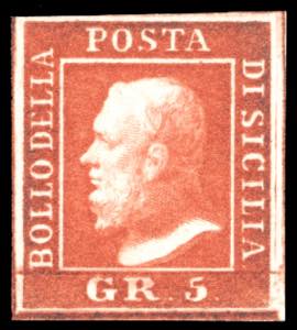 1859 - 5 grana vermiglio vivo, II tavola ... 