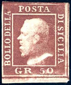 1859 - 50 grana lacca bruno, ritocco pos. 93 ... 