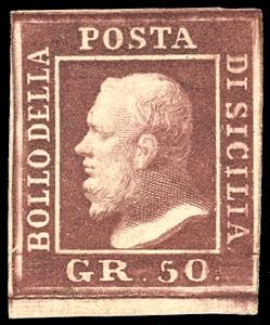1859 - 50 grana lacca bruno scuro violaceo, ... 