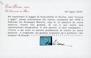 1858 - Saggio Barone, azzurro su ... 