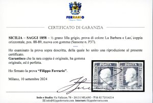 1858 - 1/2 grano lilla grigio, ... 