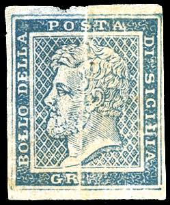 1858 - Saggio Lesachè azzurro su carta ... 