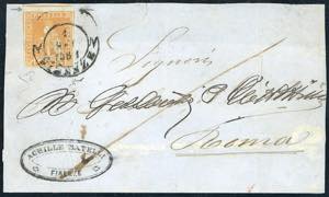 1855 - 1 soldo ocra su grigio (2), colore ... 