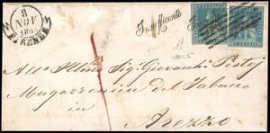 1853 - 2 crazie azzurro su grigio (5), due ... 