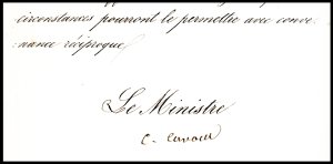 CAVOUR - Lettera del Ministero delle Finanze ... 