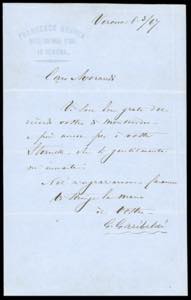 GARIBALDI - Lettera interamente manoscritta ... 