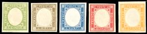 1861 - Non emessi, serie completa (1/5), ... 