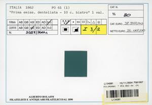 1862 - 10 cent. bistro giallastro ... 