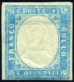 1863 - 15 cent. celeste latteo grigiastro ... 