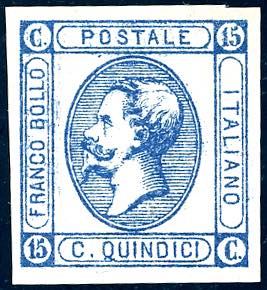 1863 - 15 cent. Litografico, I tipo, leggera ... 