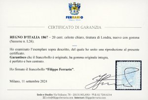 1867 - 20 cent. celeste chiaro, ... 