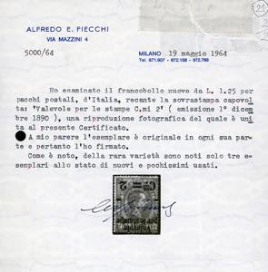 1890 - 2 cent. su 1,25 lire ... 