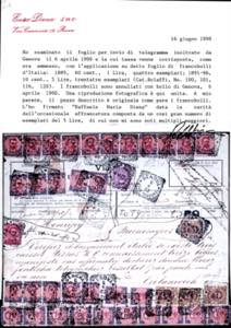 1900 - 5 lire carminio e azzurro, ... 