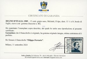 1909 - 15 cent. Michetti, I tipo ... 