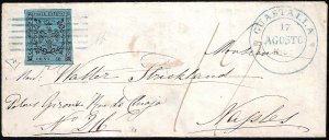 1852 - 40 cent. celeste (5), perfetto, ... 