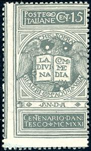 1921 - 15 cent. grigio Dante, errore di ... 