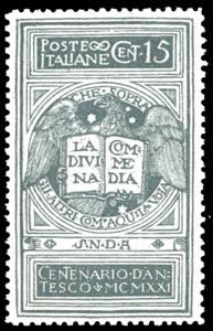 1921 - 15 cent. grigio, Dante, non emesso ... 