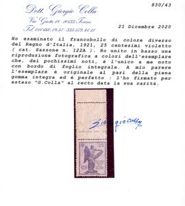 1921 - 25 cent. violetto Vittoria, ... 