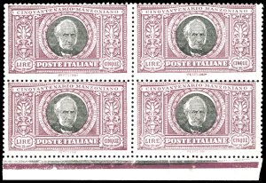 1923 - 5 lire Manzoni (156), blocco di ... 