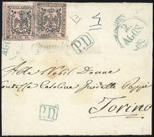 1858 - 10 cent. rosa vivo, punto dopo le ... 