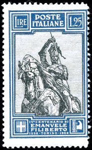 1928 - 1,25 lire Emanuele Filiberto, dent. ... 