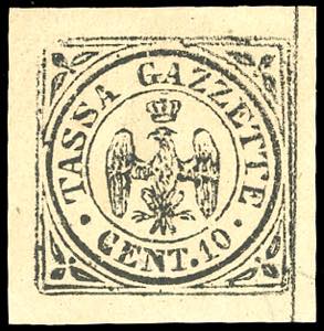 1859 - 10 cent. nero Aquilotto, filetto nero ... 