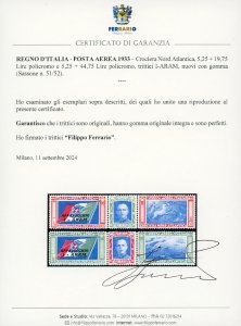 1933 - Trittici I-ARAM, serie ... 