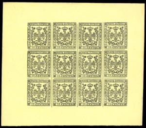 1852 - 10 cent. giallo, carta lucida ... 