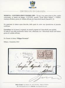 1859 - 10 cent. rosa, punto dopo ... 