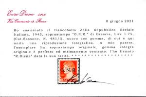 1943 - 1,75 lire, soprastampato ... 