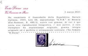 1943 - 50 lire, soprastampa G.N.R. ... 