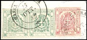 1859 - 5 cent. verde, coppia ... 