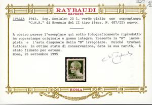 1943 - 20 lire soprastampa G.N.R. ... 