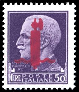 1944 - 50 lire, soprastampato fascio in ... 