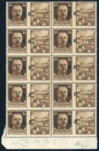 1943 - 30 cent. Marina, blocco di dieci ... 