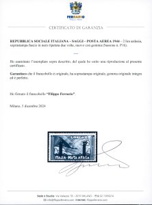 POSTA AEREA 1944 - 2 lire ardesia, ... 