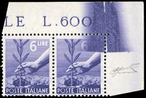 1947 - 6 lire Democratica (556), coppia ... 